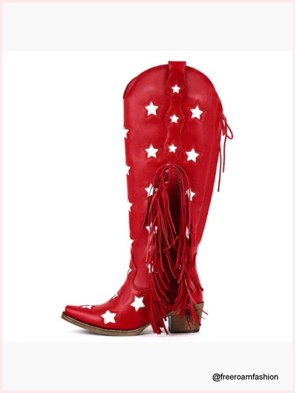 Western Fringe Cowboy Boots Over Knee Wide Calf Cowgirl - Picture 4 of 7